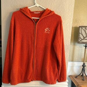 Orange Hooded Zip-Up Jacket size L. Terry cloth type material, soft